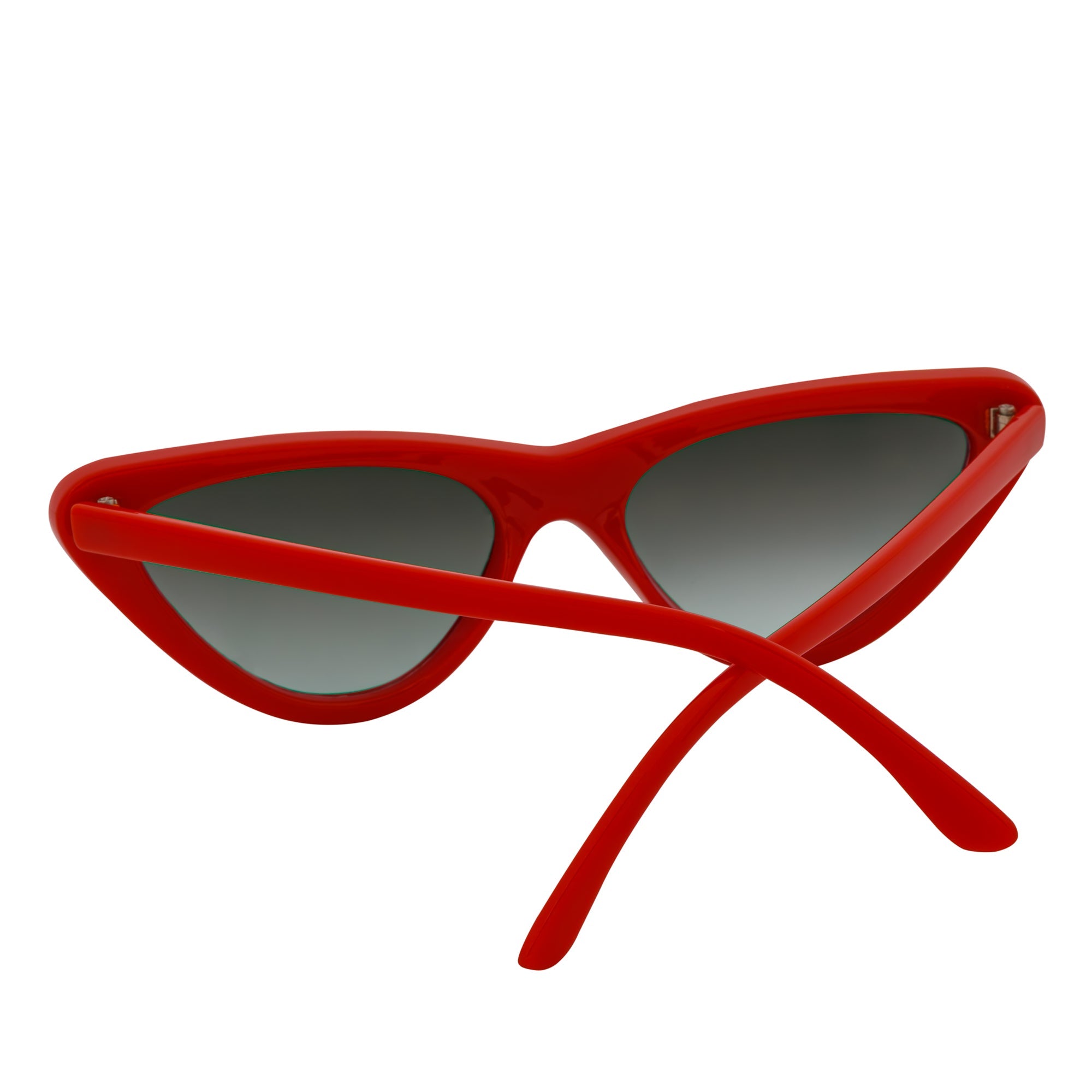 FELINE - Thick Oval Retro Small Cat Eye Sunglasses Red Smoke Tint