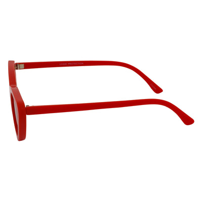 FELINE - Thick Oval Retro Small Cat Eye Sunglasses Red Smoke Tint