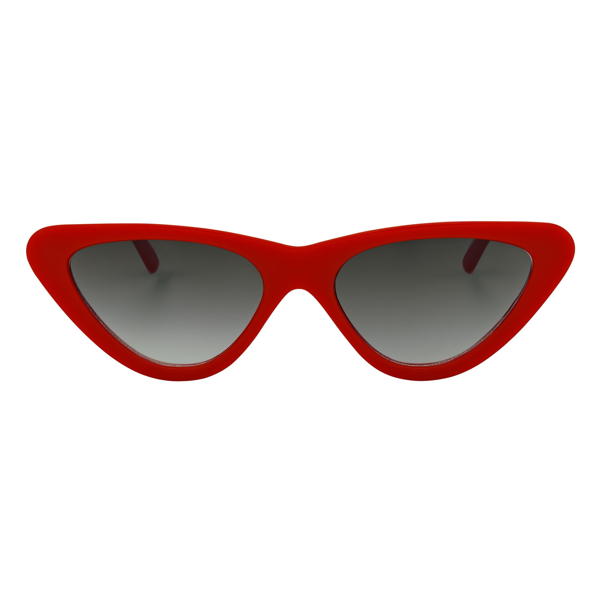 FELINE - Thick Oval Retro Small Cat Eye Sunglasses Red Smoke Tint - MorspecsM1115-2