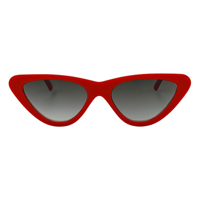 FELINE - Thick Oval Retro Small Cat Eye Sunglasses Red Smoke Tint - MorspecsM1115-2