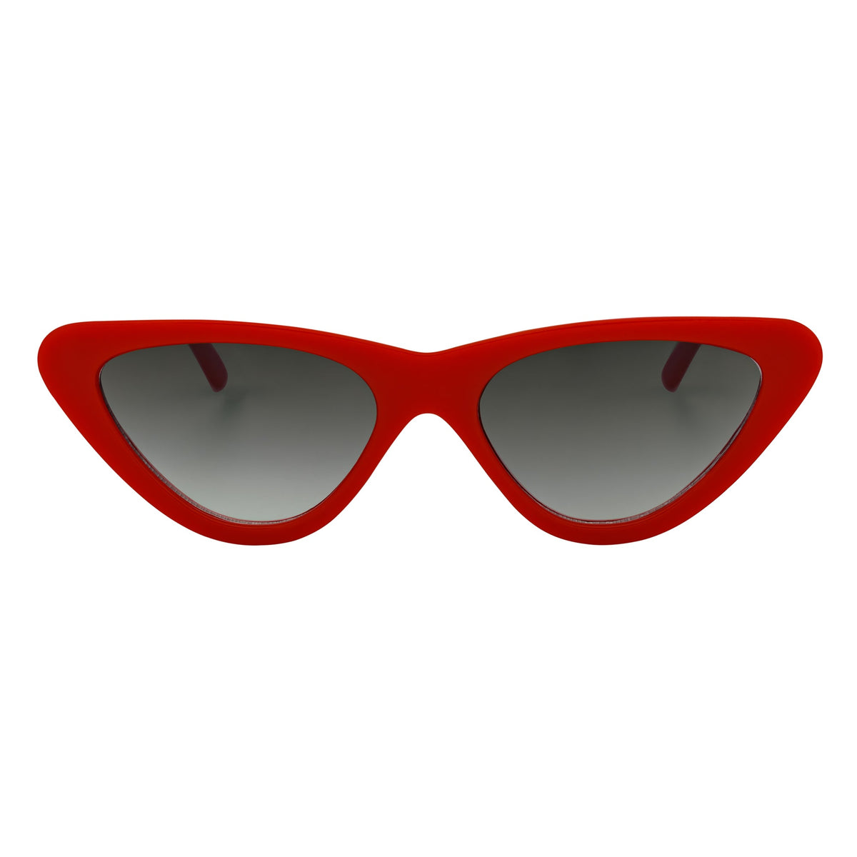 FELINE - Thick Oval Retro Small Cat Eye Sunglasses Red Smoke Tint - MorspecsM1115-2