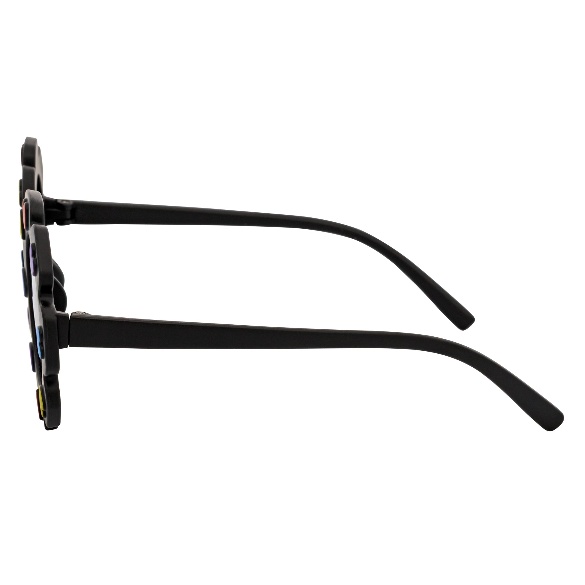 FLOWER HEARTS - Kids Girls Small Round Heart Flower Sunglasses Black Smoke