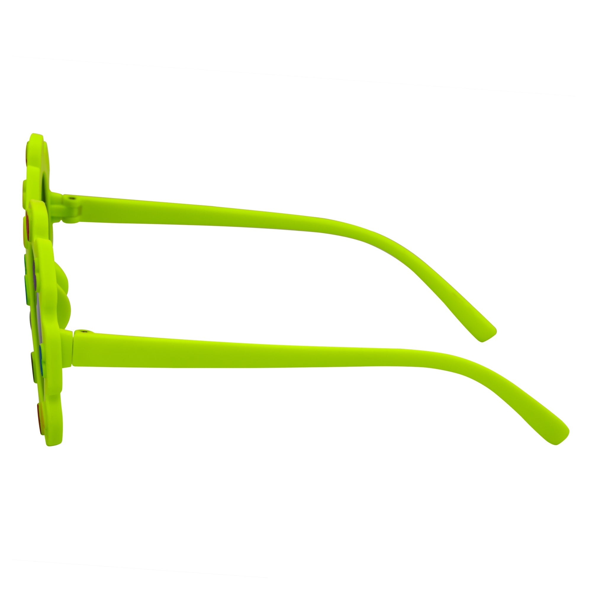 FLOWER HEARTS - Kids Girls Small Round Heart Flower Sunglasses Green Smoke