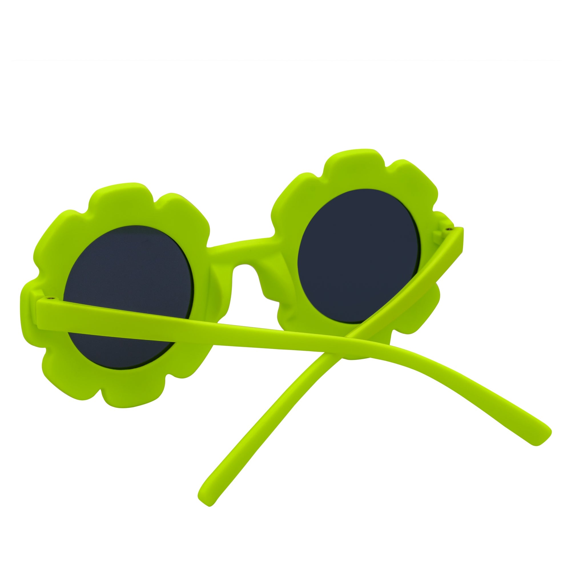 FLOWER HEARTS - Kids Girls Small Round Heart Flower Sunglasses Green Smoke