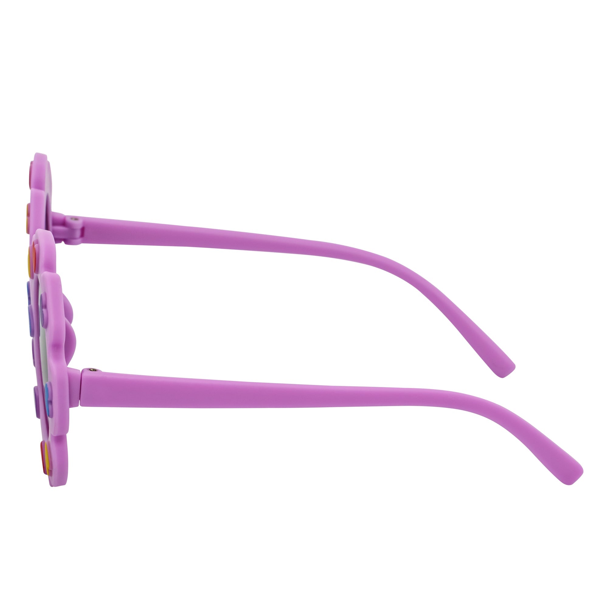 FLOWER HEARTS - Kids Girls Small Round Heart Flower Sunglasses Purple Smoke