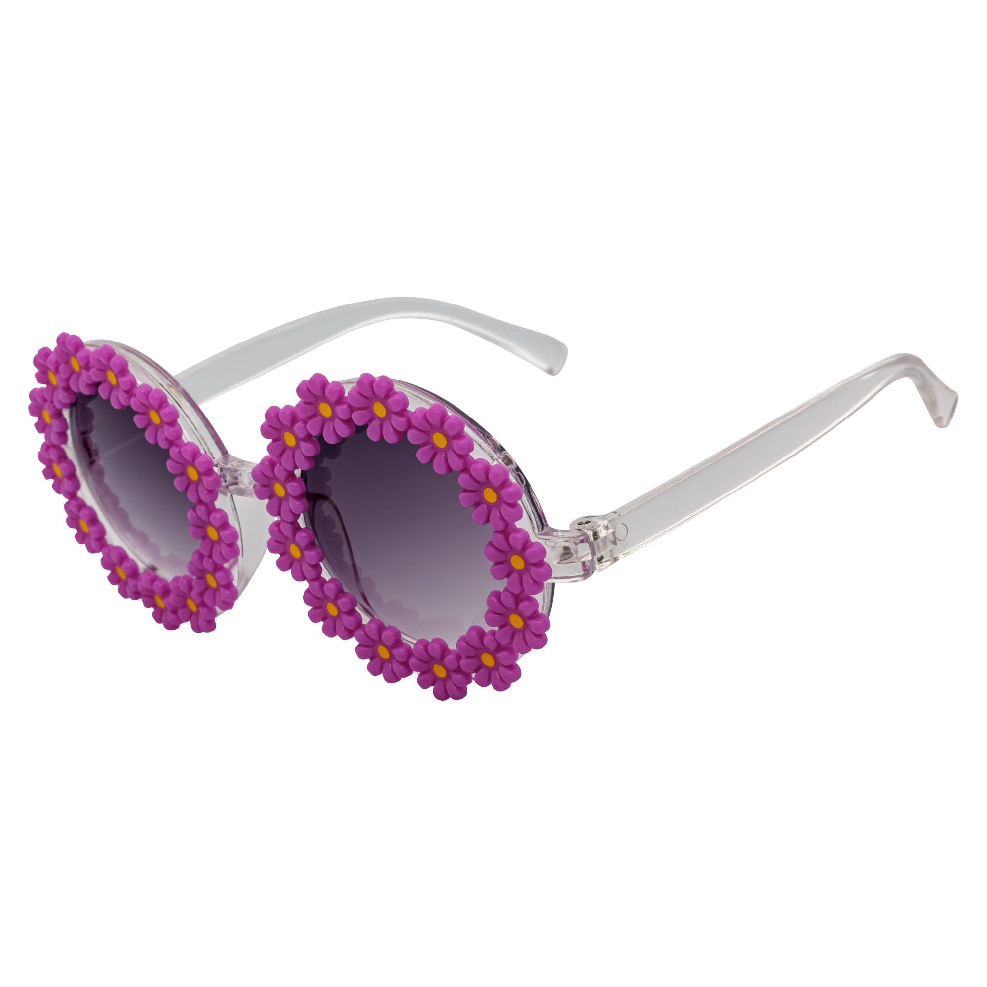 FLOWER LEI - Kids Girls Small Round Flower Sunglasses Purple Lavender