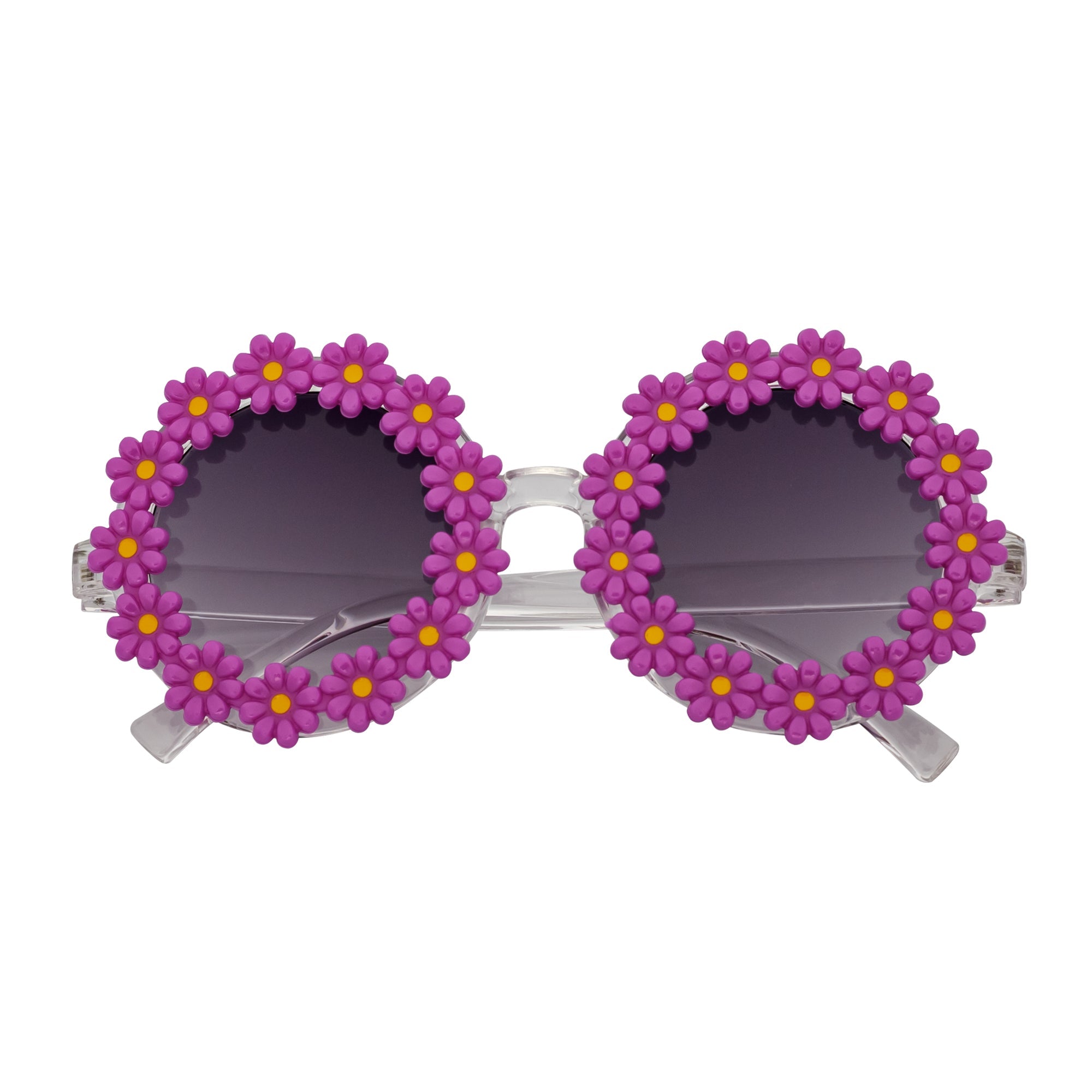 FLOWER LEI - Kids Girls Small Round Flower Sunglasses Purple Lavender