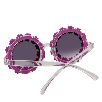 FLOWER LEI - Kids Girls Small Round Flower Sunglasses Purple Lavender