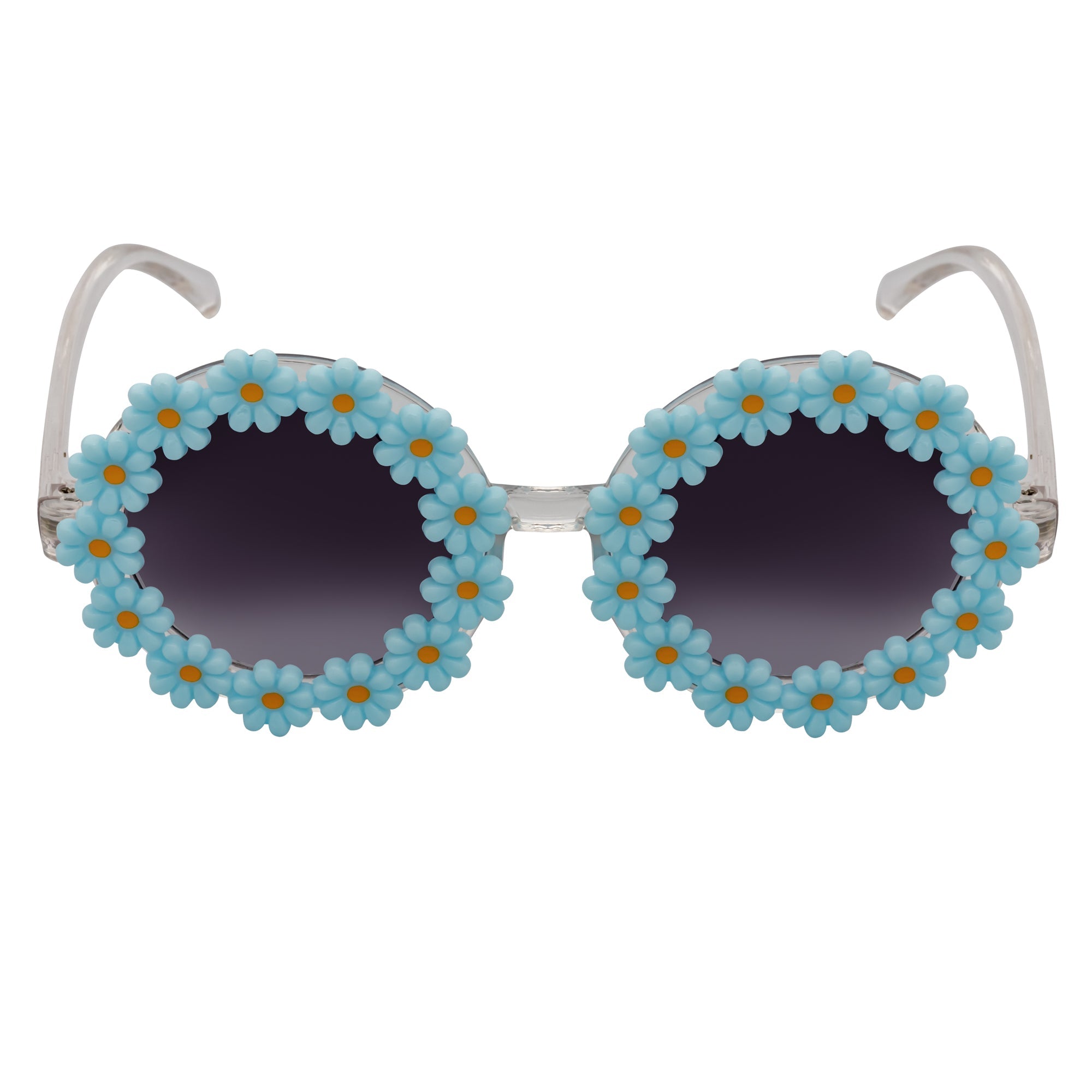 FLOWER LEI - Kids Small Round Flower Sunglasses Blue Lavender