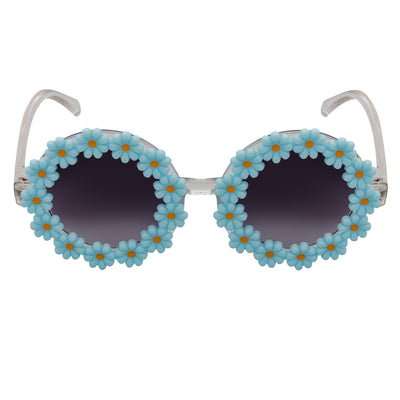 FLOWER LEI - Kids Small Round Flower Sunglasses Blue Lavender