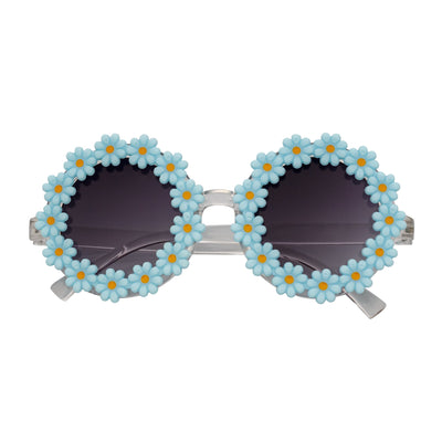 FLOWER LEI - Kids Small Round Flower Sunglasses Blue Lavender