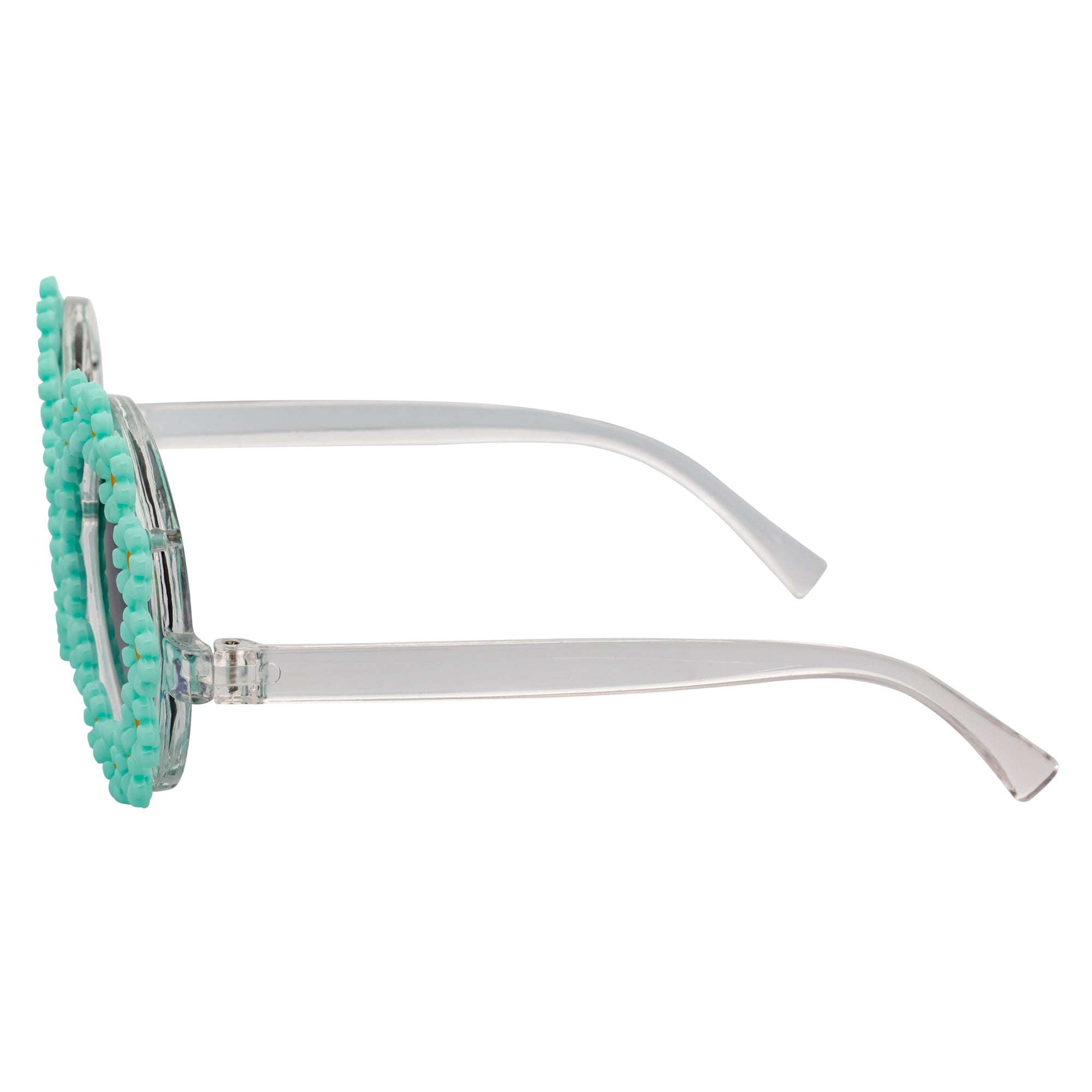 FLOWER LEI - Kids Small Round Flower Sunglasses Green Lavender