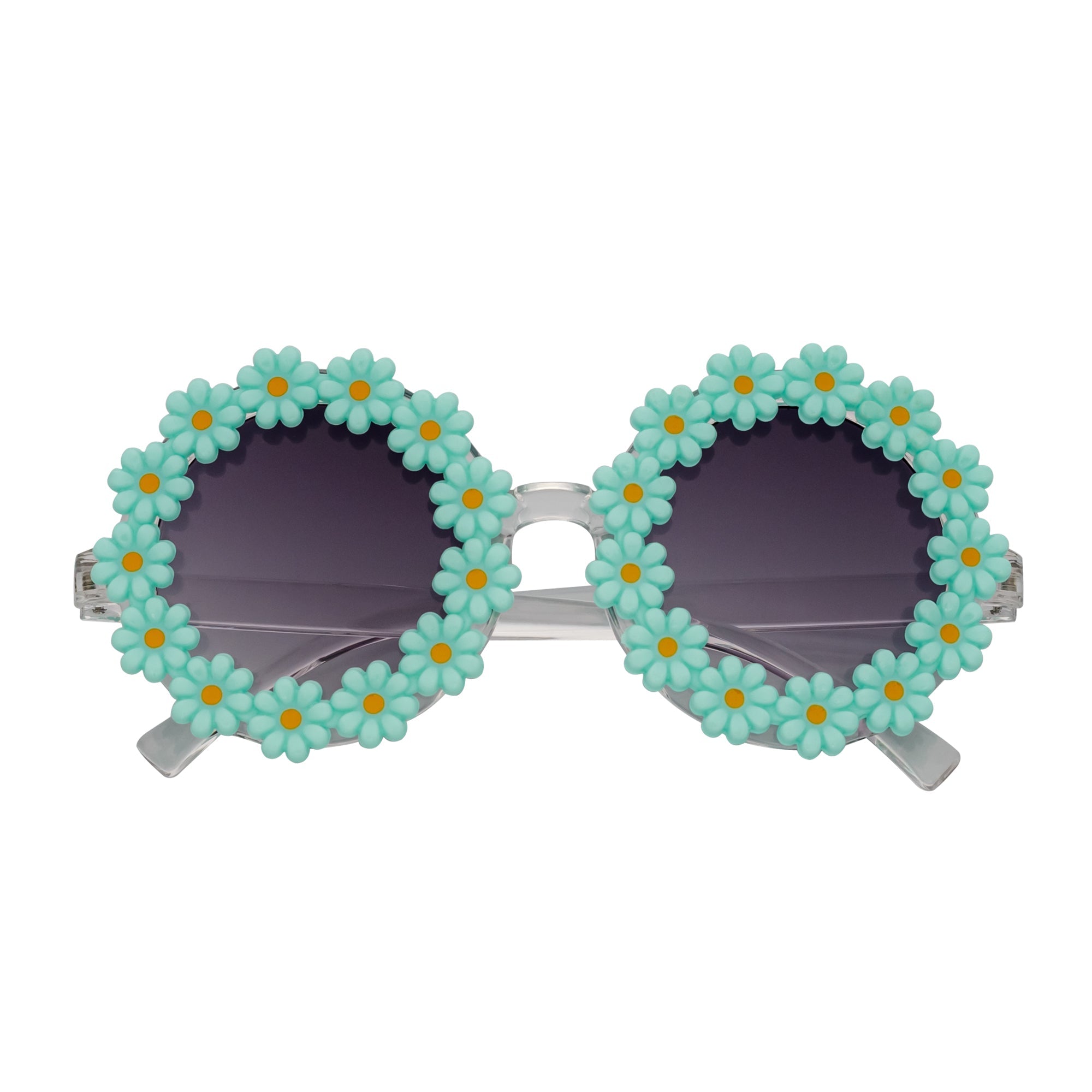 FLOWER LEI - Kids Small Round Flower Sunglasses Green Lavender