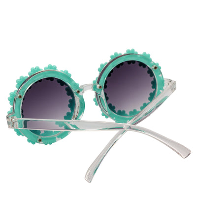 FLOWER LEI - Kids Small Round Flower Sunglasses Green Lavender