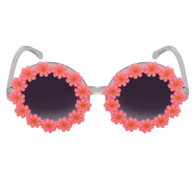 FLOWER LEI - Kids Small Round Flower Sunglasses Pink Lavender