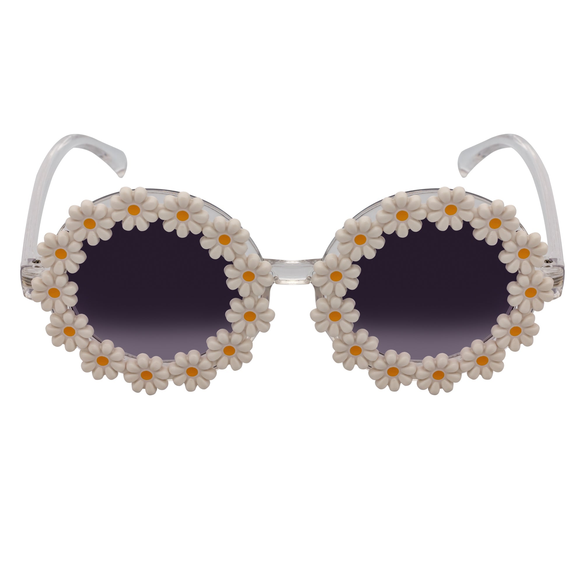 FLOWER LEI - Kids Small Round Flower Sunglasses White Lavender
