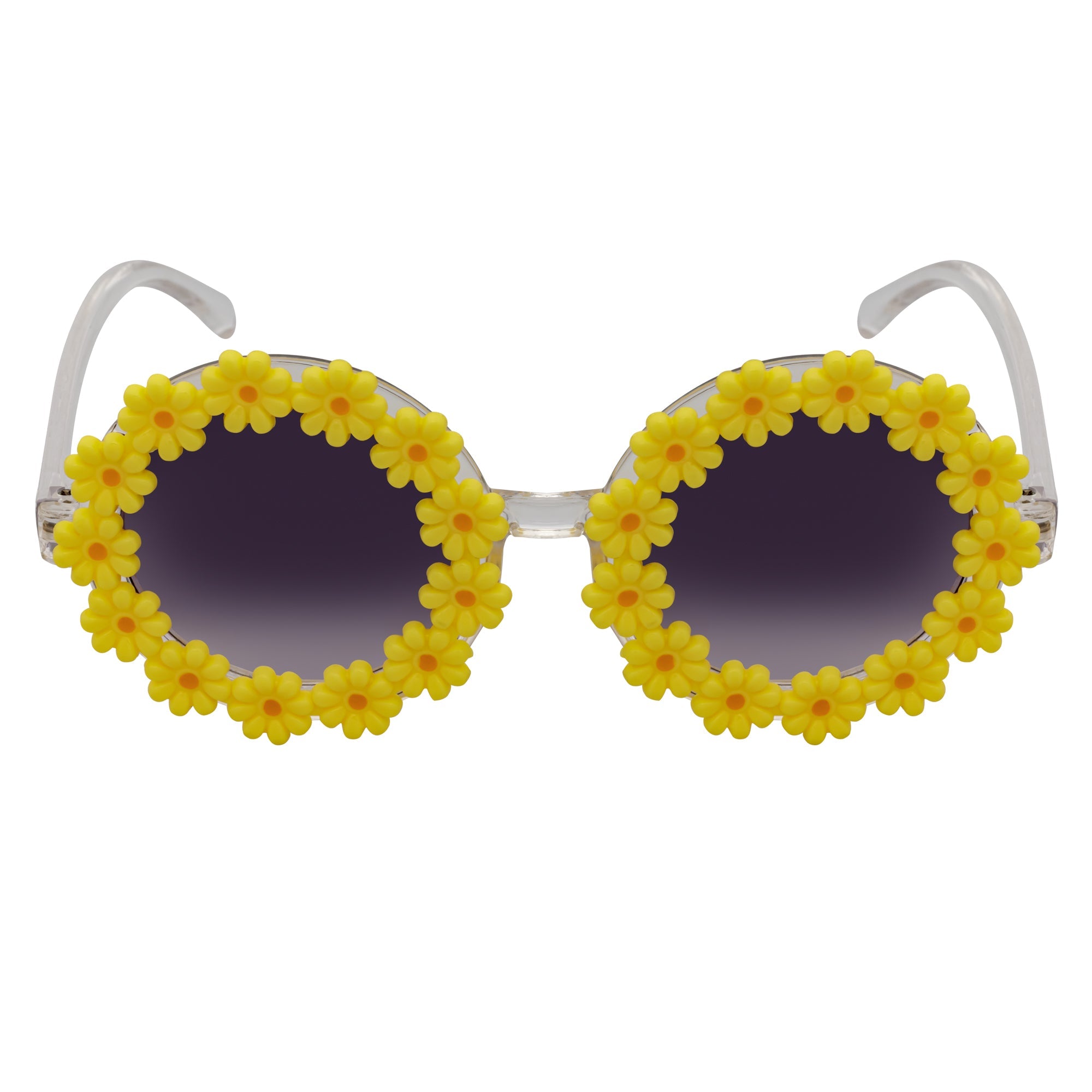 FLOWER LEI - Kids Small Round Flower Sunglasses Yellow Lavender
