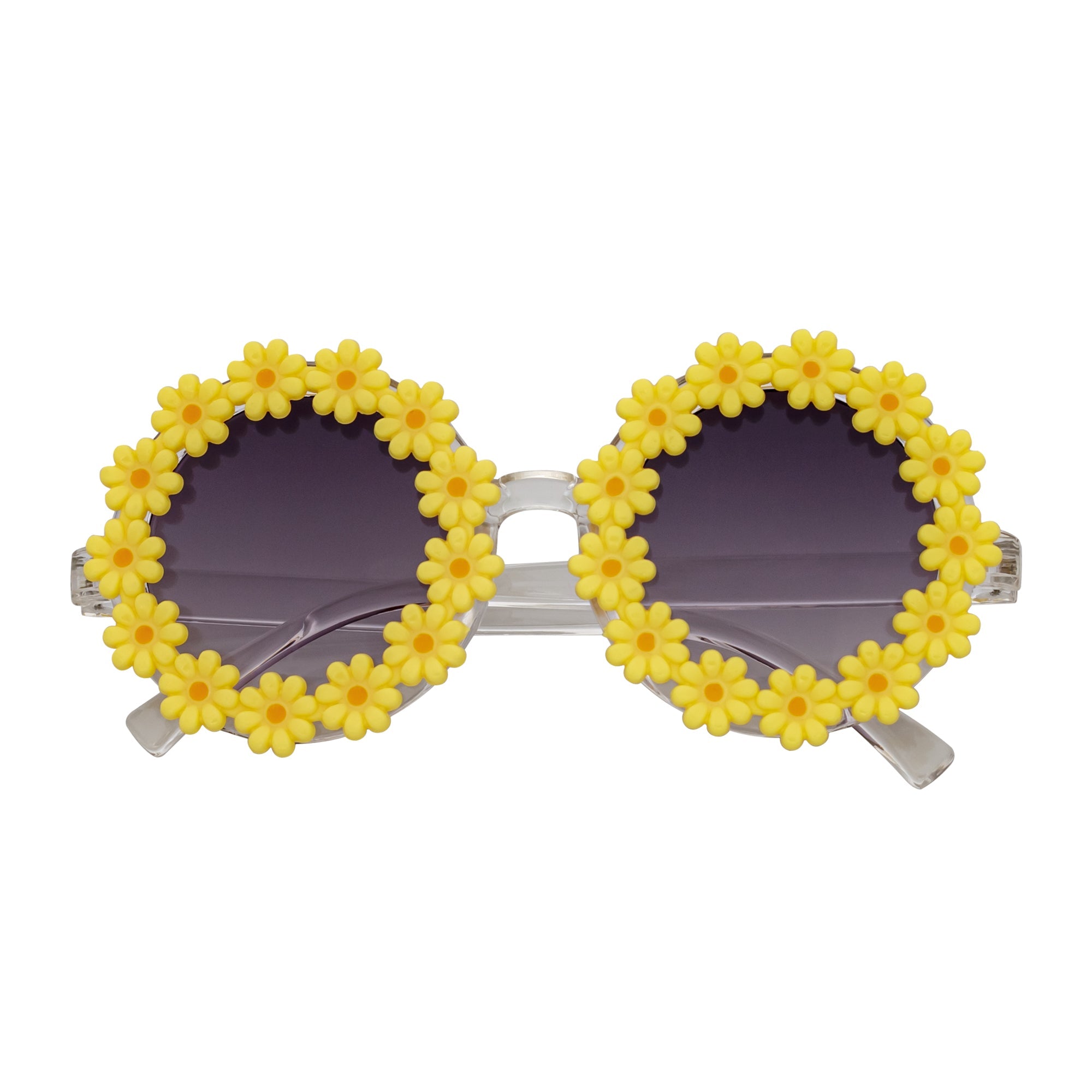 FLOWER LEI - Kids Small Round Flower Sunglasses Yellow Lavender