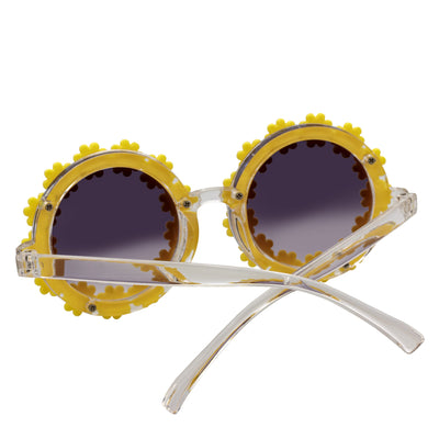 FLOWER LEI - Kids Small Round Flower Sunglasses Yellow Lavender