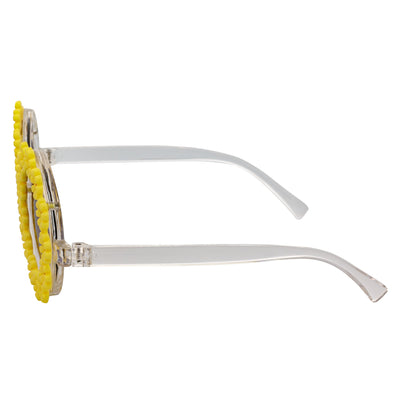 FLOWER LEI - Kids Small Round Flower Sunglasses Yellow Lavender