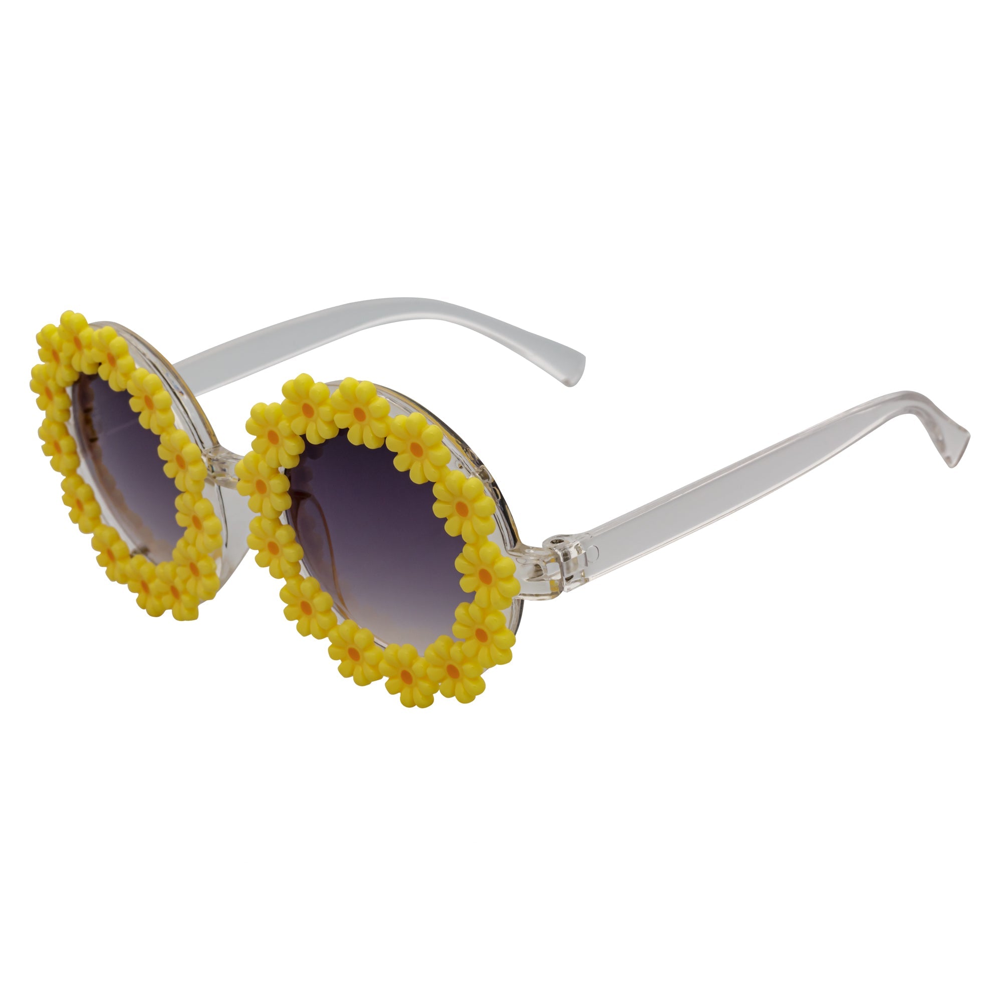 FLOWER LEI - Kids Small Round Flower Sunglasses Yellow Lavender