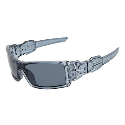 FUEL - Modern Sports Wraparound Single Lens Sunglasses Clear Gray Smoke Lens