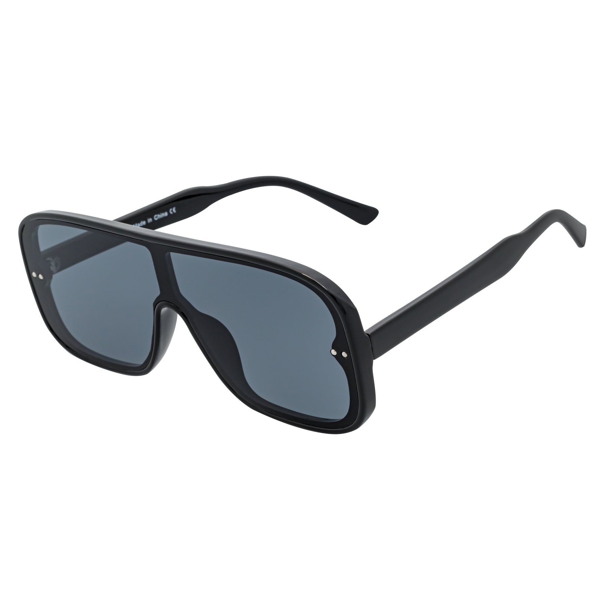 GIA - Oversize Square Flat Lens Shield Sunglasses Black Smoke