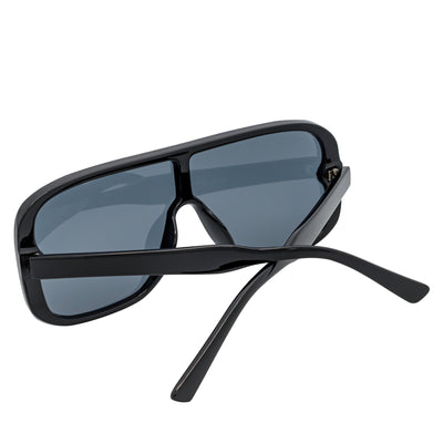 GIA - Oversize Square Flat Lens Shield Sunglasses Black Smoke