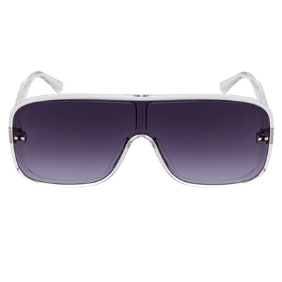 GIA - Oversize Square Flat Lens Shield Sunglasses Crystal Lavender Fade