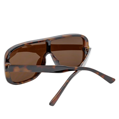 GIA - Oversize Square Flat Lens Shield Sunglasses Tortoise Brown