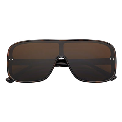 GIA - Oversize Square Flat Lens Shield Sunglasses Tortoise Brown