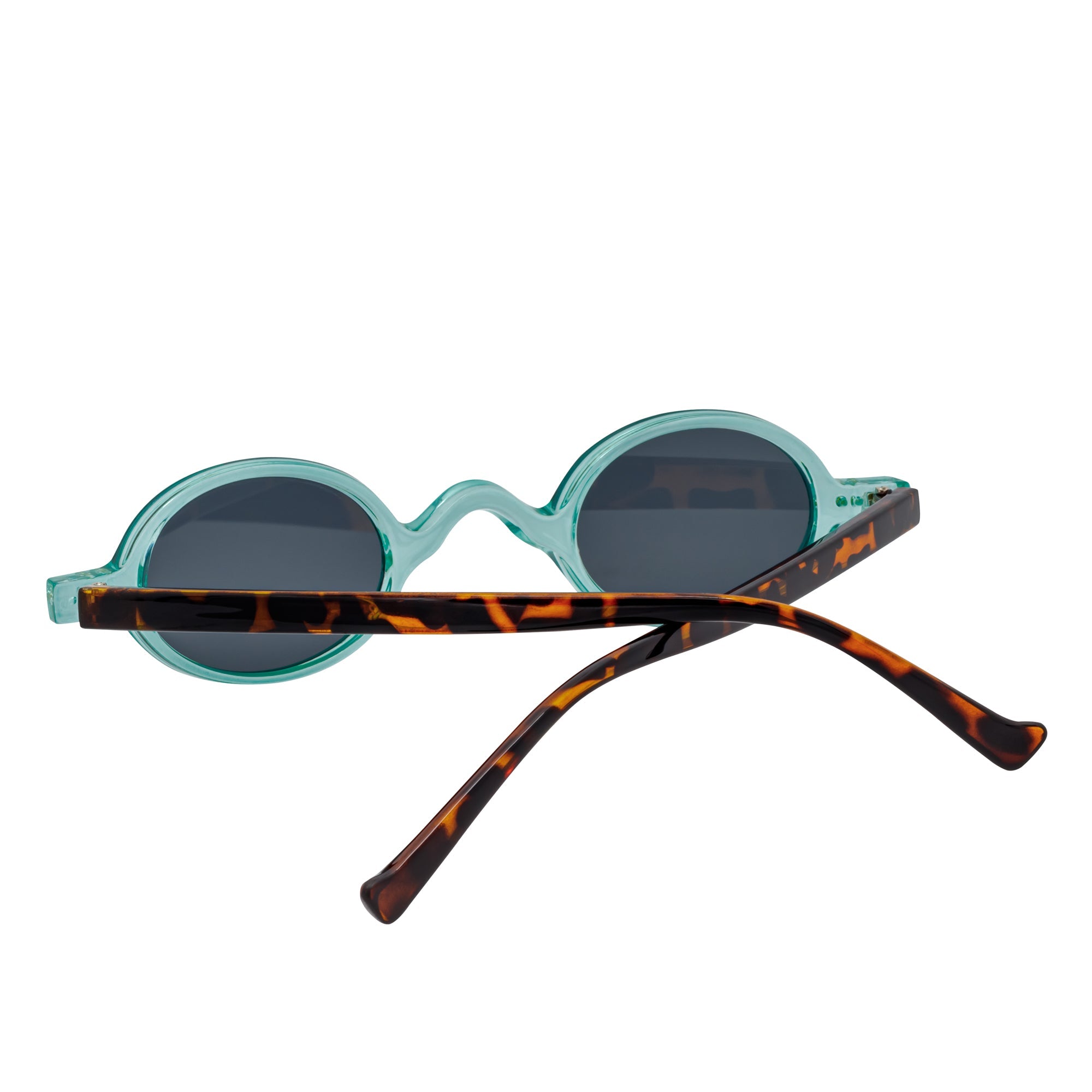 GIDEON - Small Round Sunglasses Blue-Tortoise Smoke