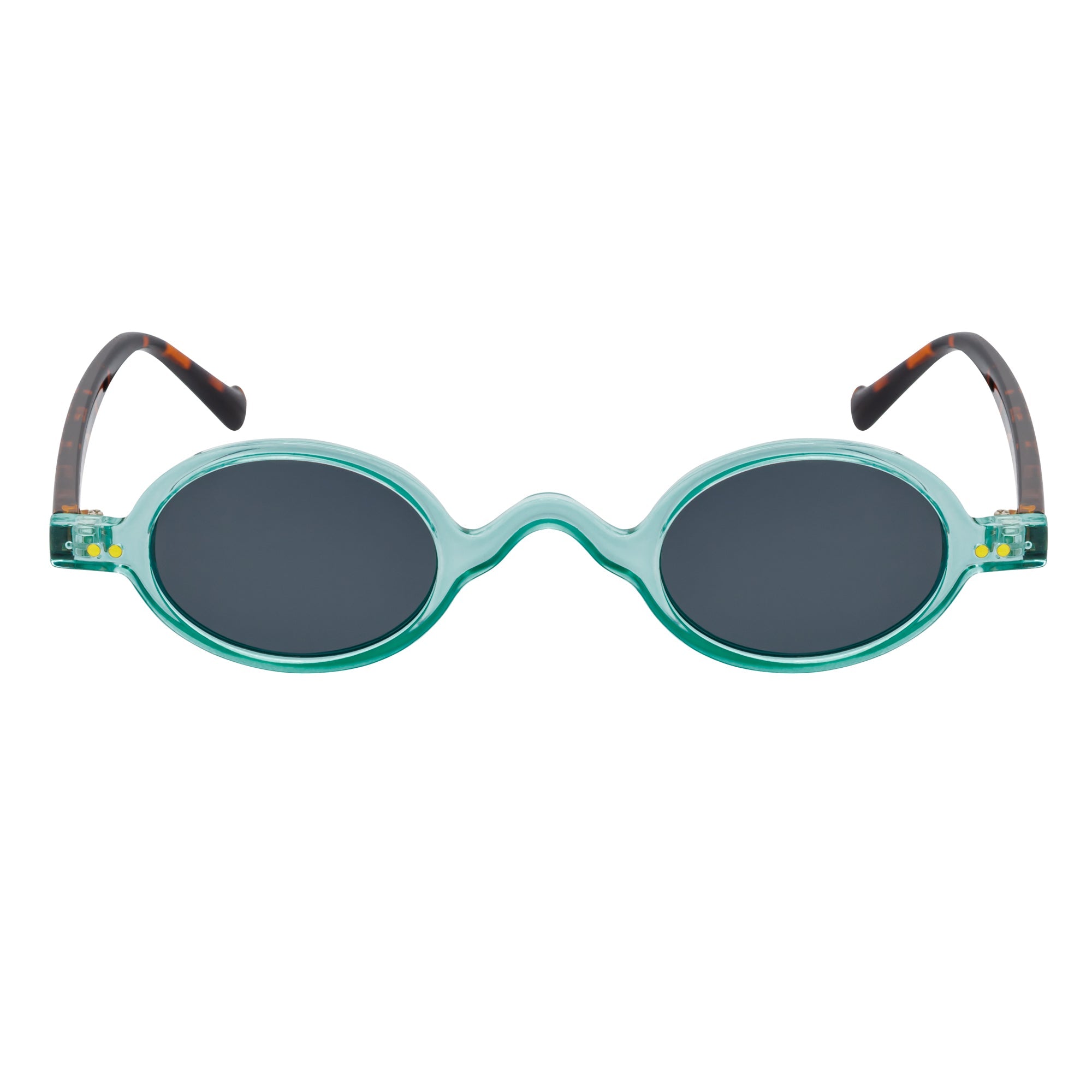GIDEON - Small Round Sunglasses Blue-Tortoise Smoke