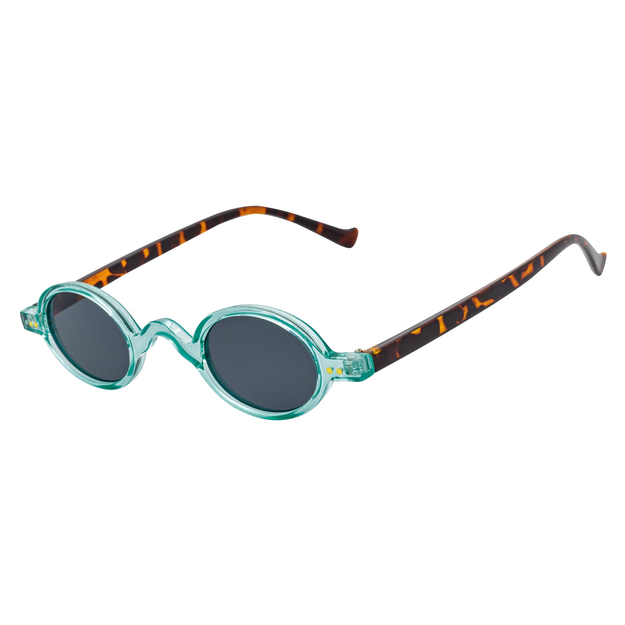 GIDEON - Small Round Sunglasses Blue-Tortoise Smoke