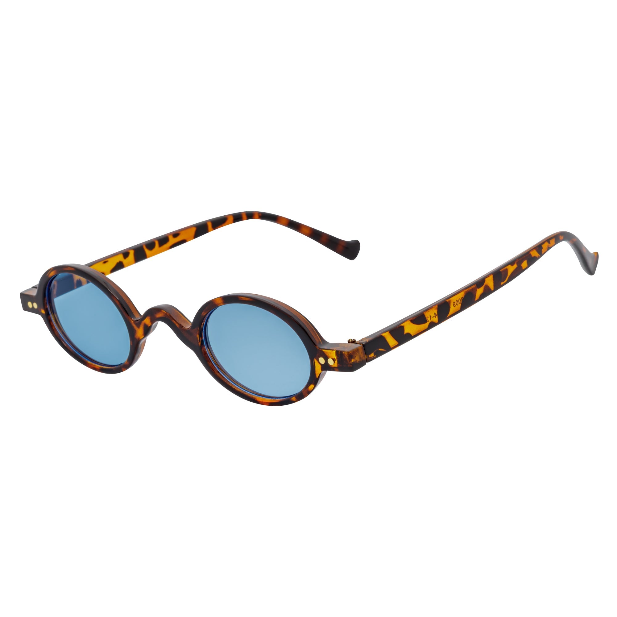 GIDEON - Small Round Sunglasses Tortoise Blue Tint