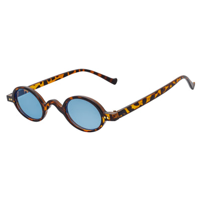 GIDEON - Small Round Sunglasses Tortoise Blue Tint