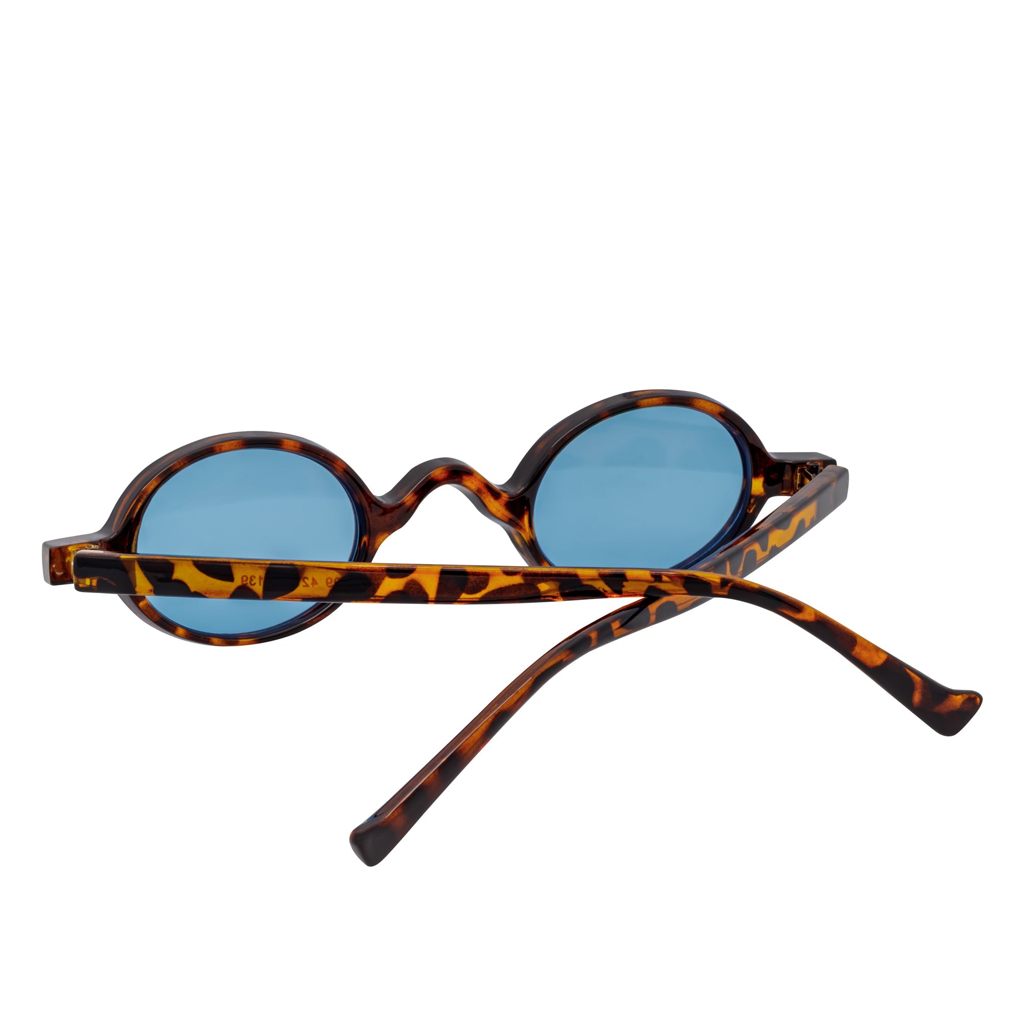 GIDEON - Small Round Sunglasses Tortoise Blue Tint