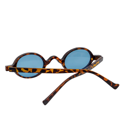 GIDEON - Small Round Sunglasses Tortoise Blue Tint