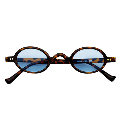 GIDEON - Small Round Sunglasses Tortoise Blue Tint
