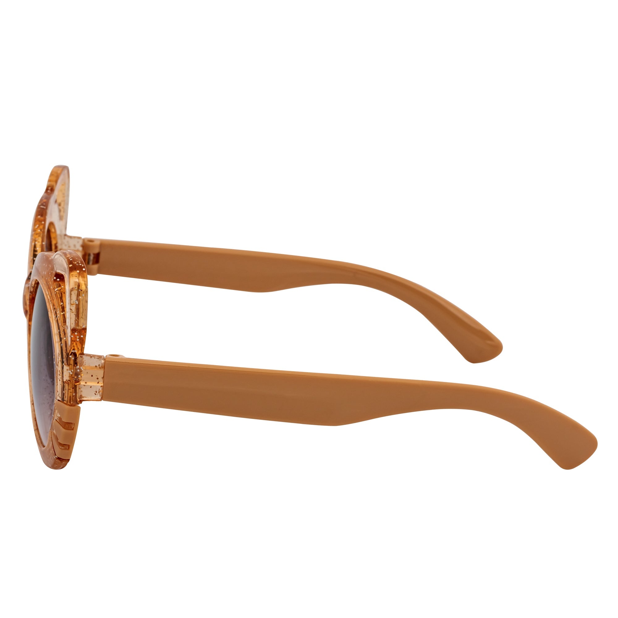 GLITTER CAT - Kids Small Round Glitter Cat Eye Sunglasses Brown Lavender