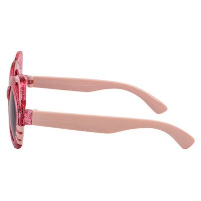 GLITTER CAT - Kids Small Round Glitter Cat Eye Sunglasses Pink Lavender