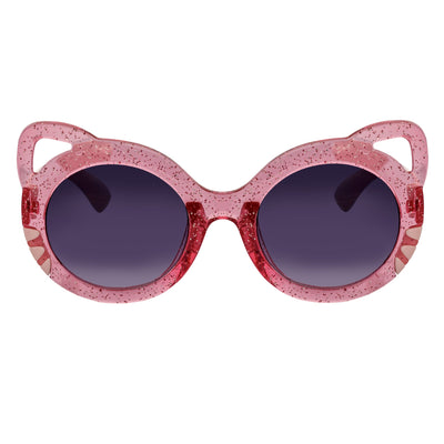 GLITTER CAT - Kids Small Round Glitter Cat Eye Sunglasses Pink Lavender