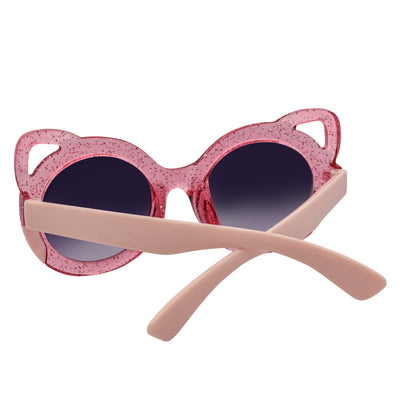 GLITTER CAT - Kids Small Round Glitter Cat Eye Sunglasses Pink Lavender