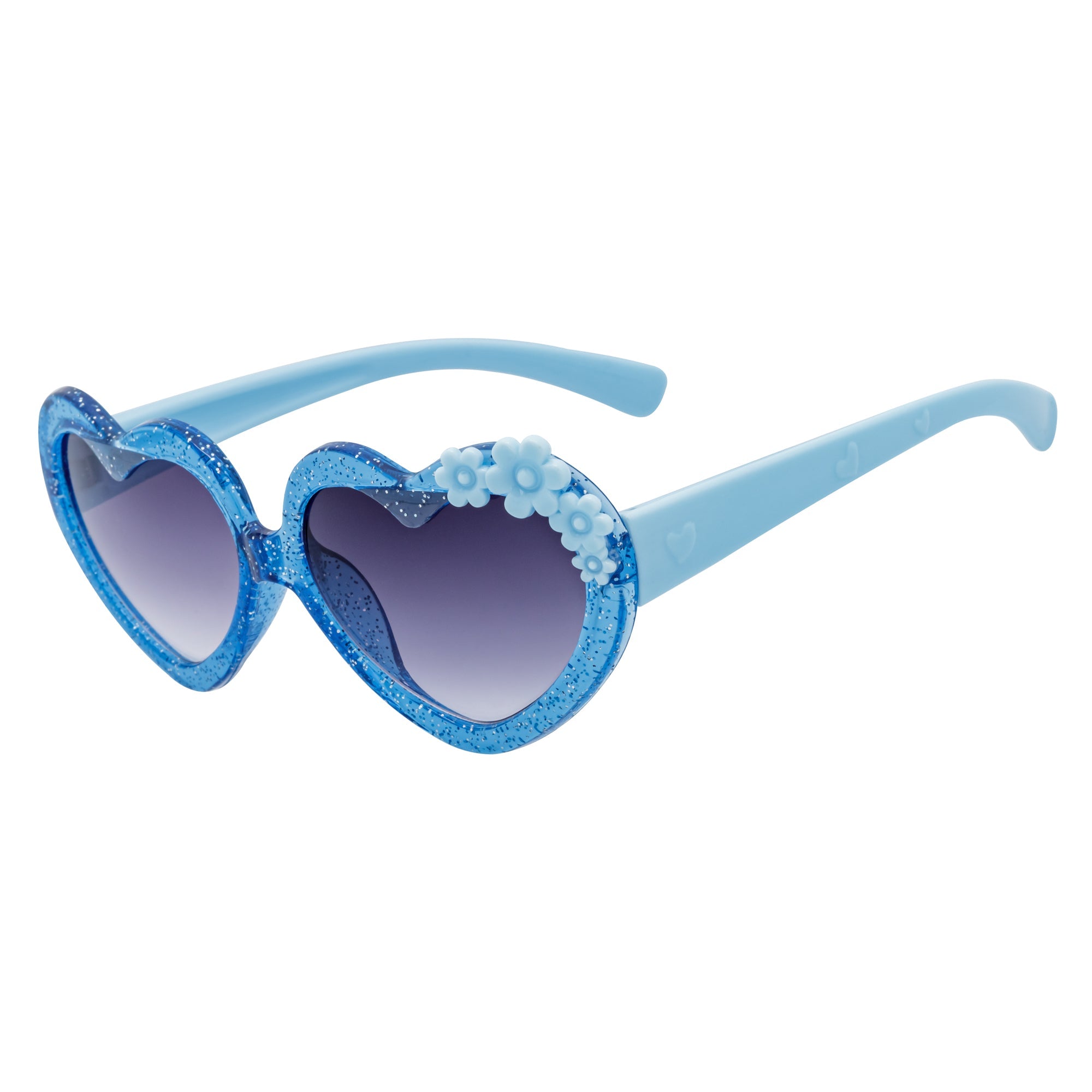 GLITTER HEART - Kids Small Glitter Cat Shaped Sunglasses Blue Lavender