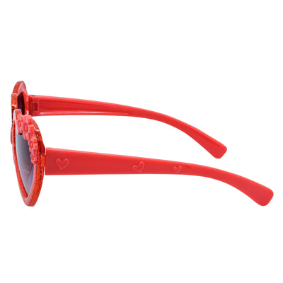 GLITTER HEART - Kids Small Glitter Heart Shaped Sunglasses Red Lavender