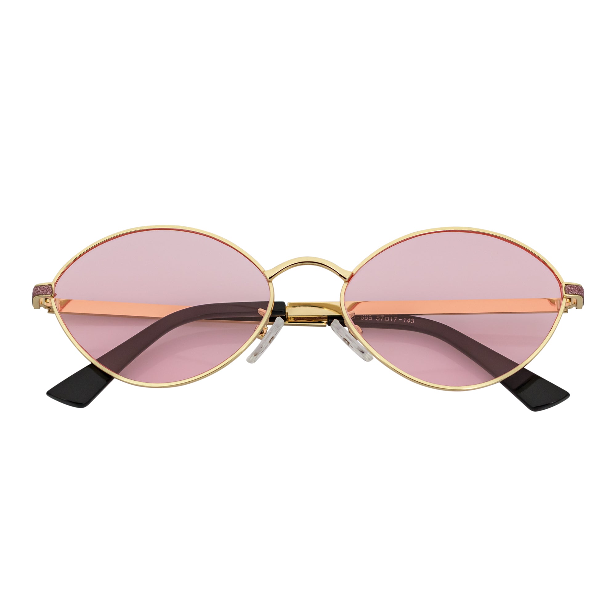 GROOVE - Retro Small Metal Round Oval Sunglasses Gold Pink Tint