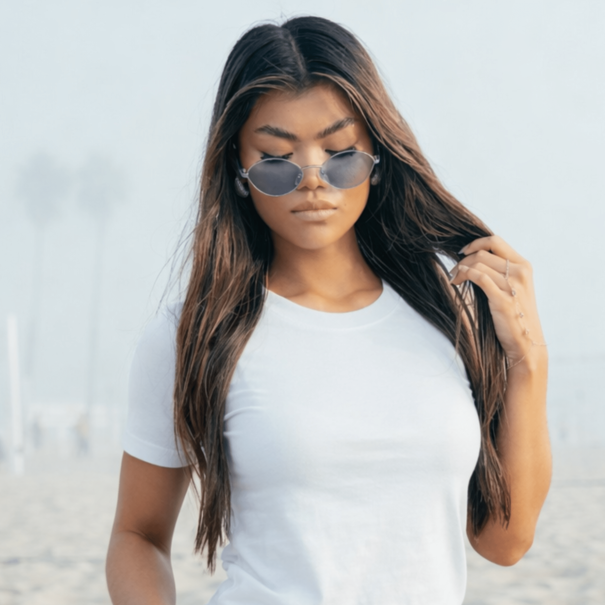 GROOVE - Retro Small Metal Round Oval Sunglasses Silver Blue Tint