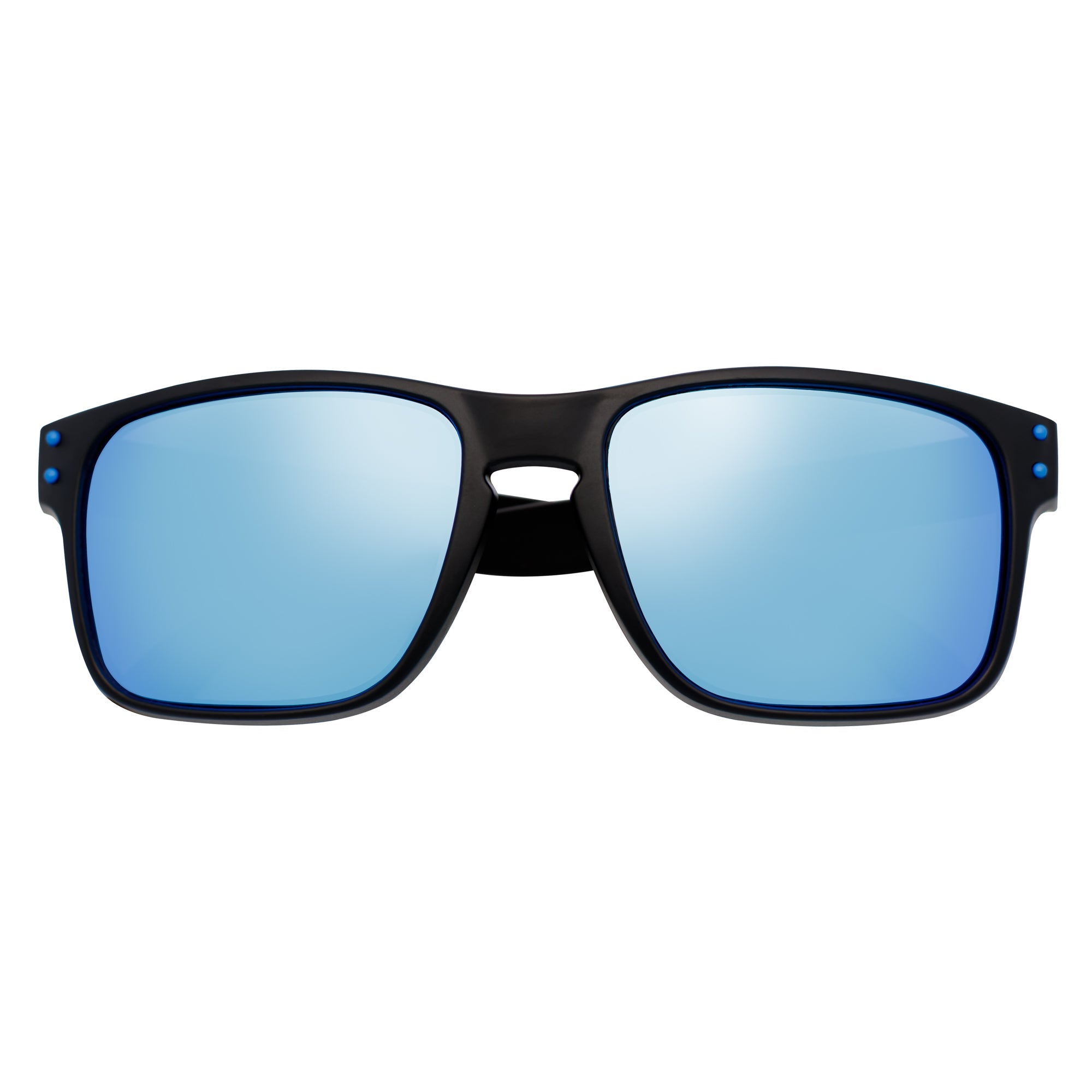 HALLBROOK - Polarized Modern Sports Sunglasses Matte Black Blue Mirror