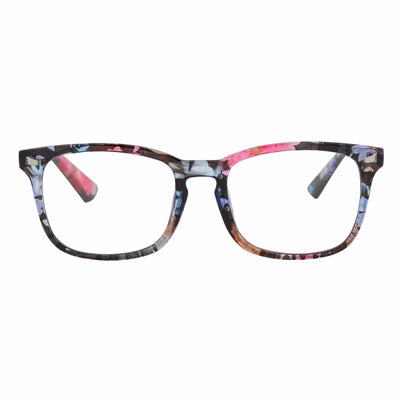 HARPER - Classic Horn Rimmed Blue Light Glasses Floral Clear Lens