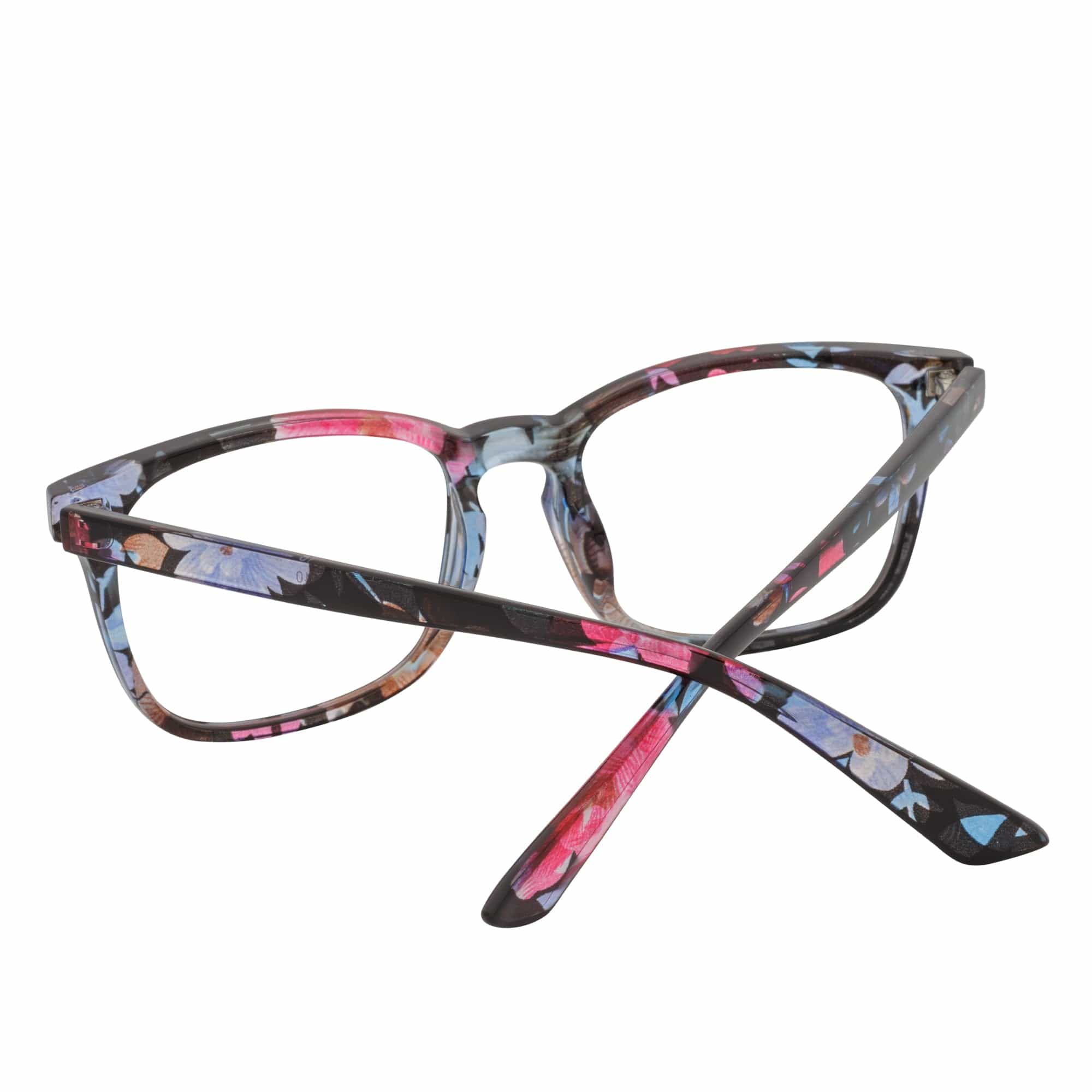 HARPER - Classic Horn Rimmed Blue Light Glasses Floral Clear Lens